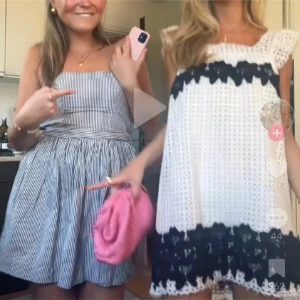 Vit och marinblå klänning från zara - Superfin kortklänning från Zara. Super poppis och söt. Kom privat vid frågor!🥰