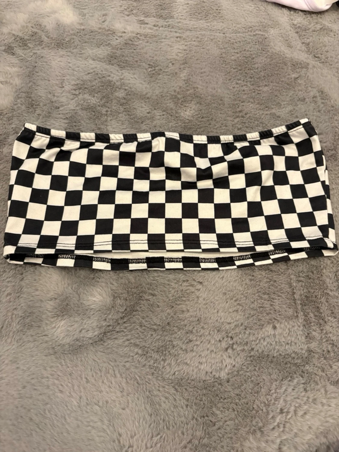 Svartvit rutig bandeau tubtopp