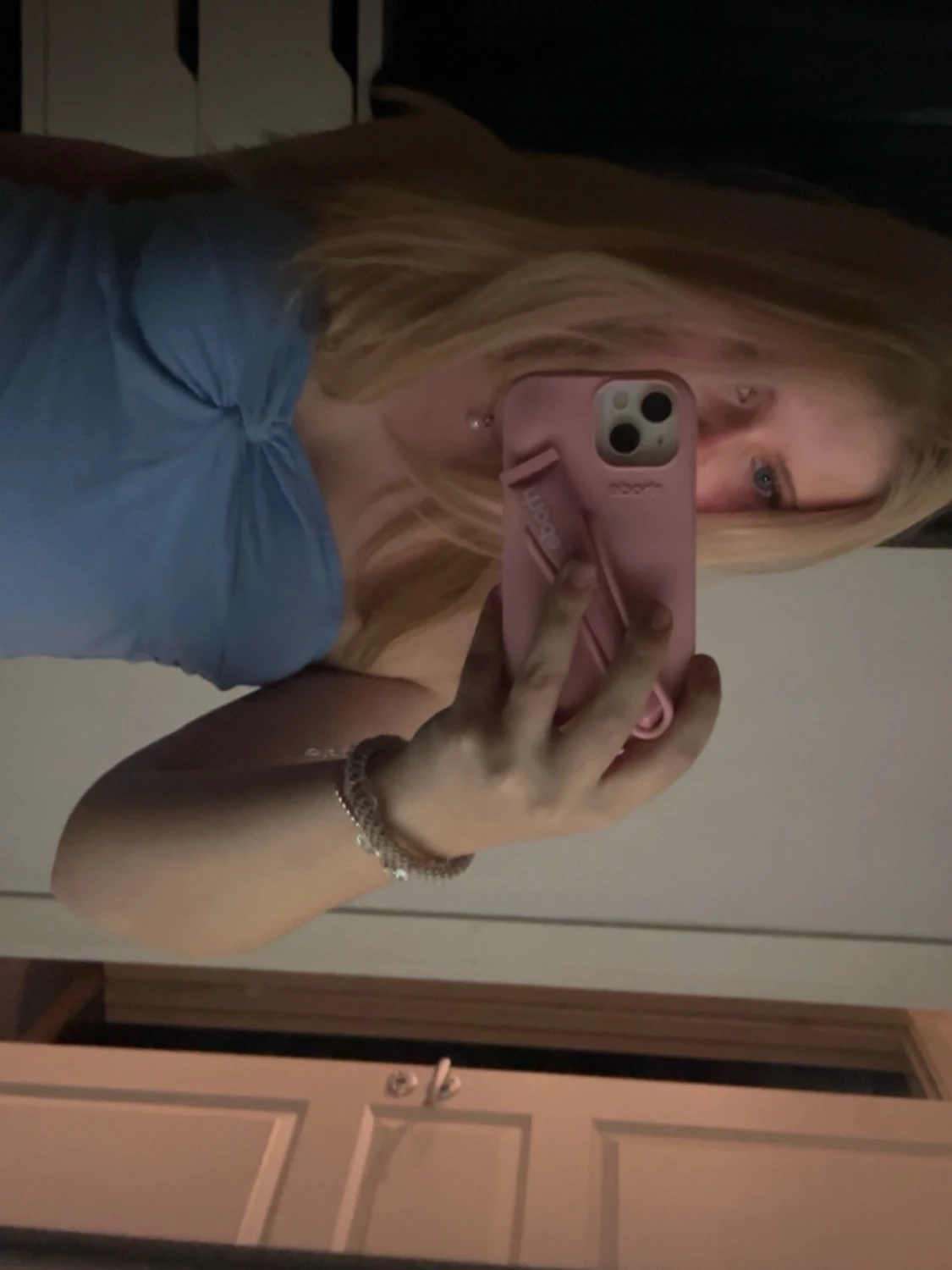 Ljusblå croppad bandeau topp - 1