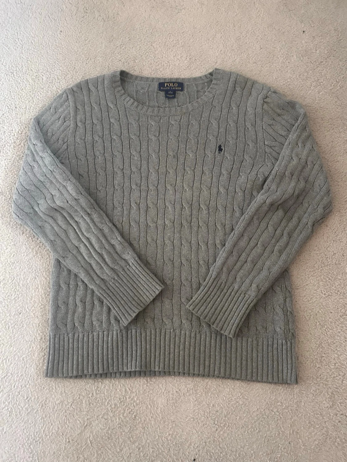 Grå kabelstickad tröja Polo Ralph Lauren