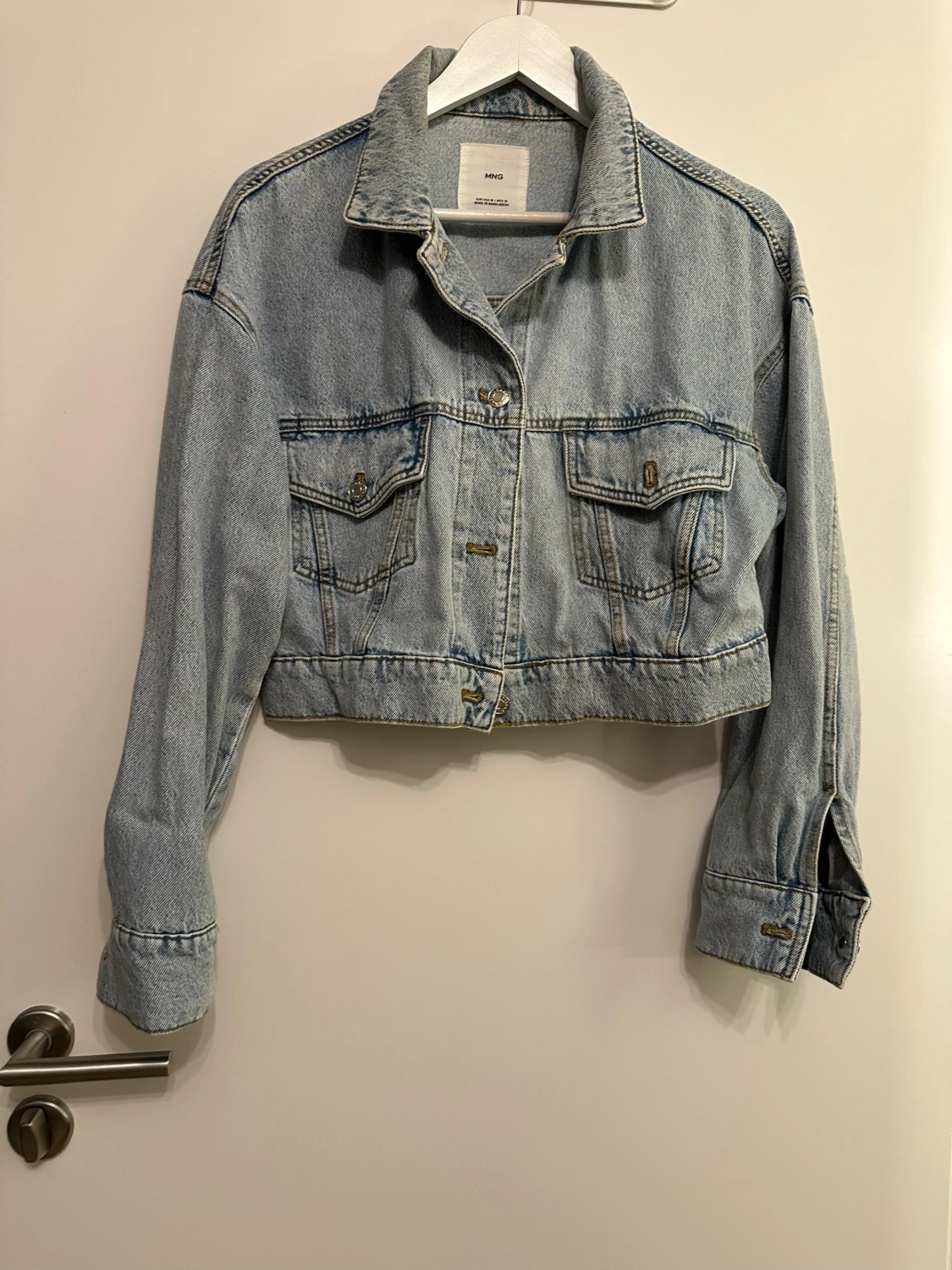 Ljusblå croppad jeansjacka från mango stl m  - 6