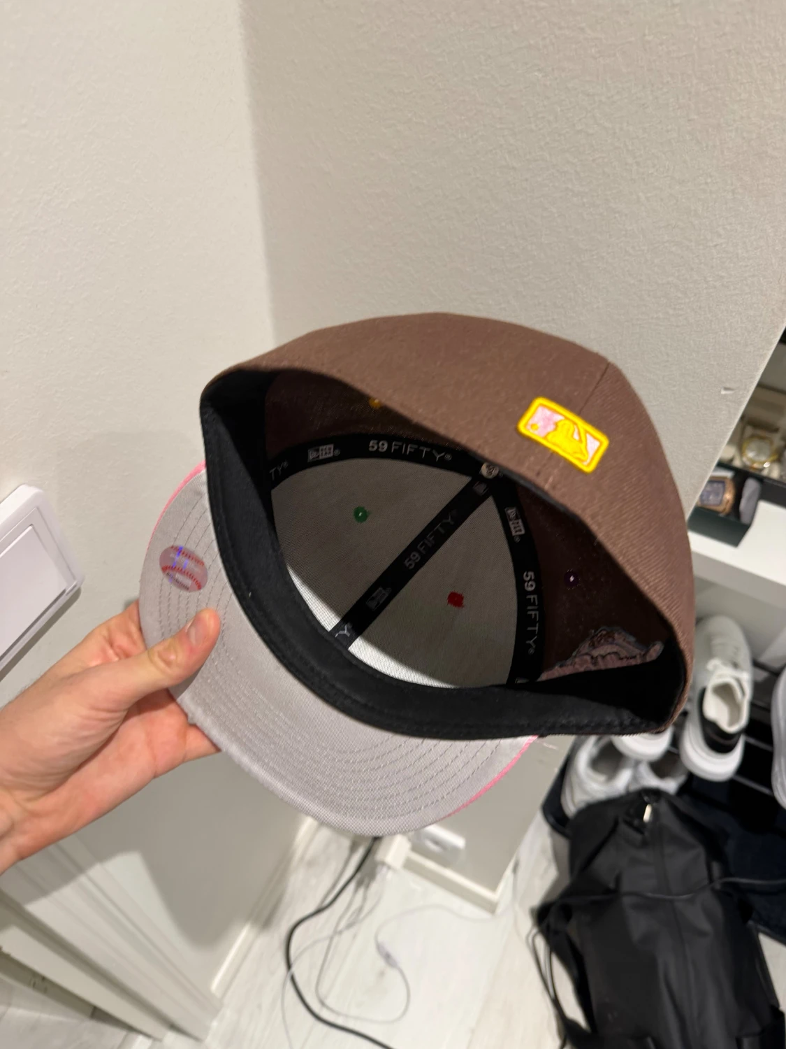 NY pink and brown fitted yankee cap - 1