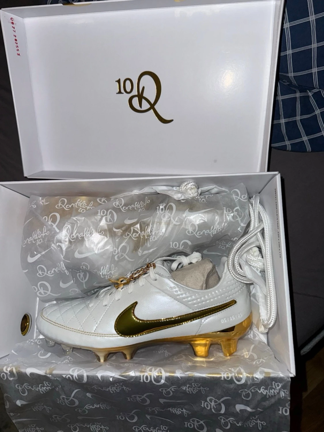 Nike Ronaldinho 10R fotbollsskor vit/guld - 1