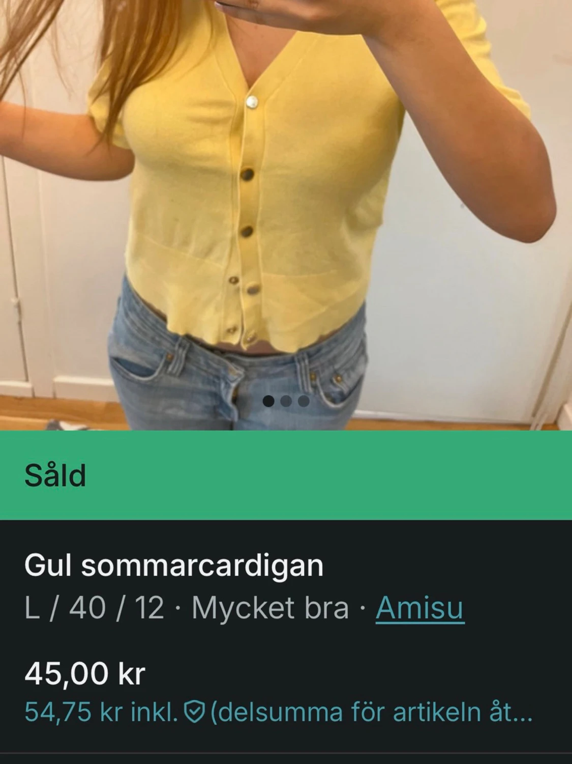 Gul cardigan jacka från Amisu - 1