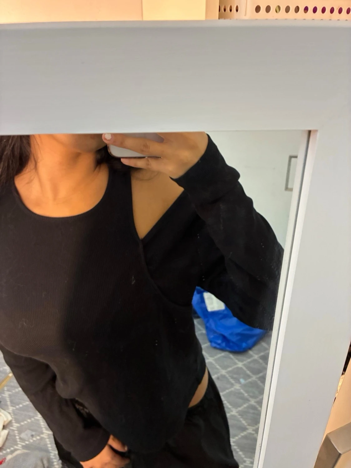 Svart offshoulder ribbad topp - 2