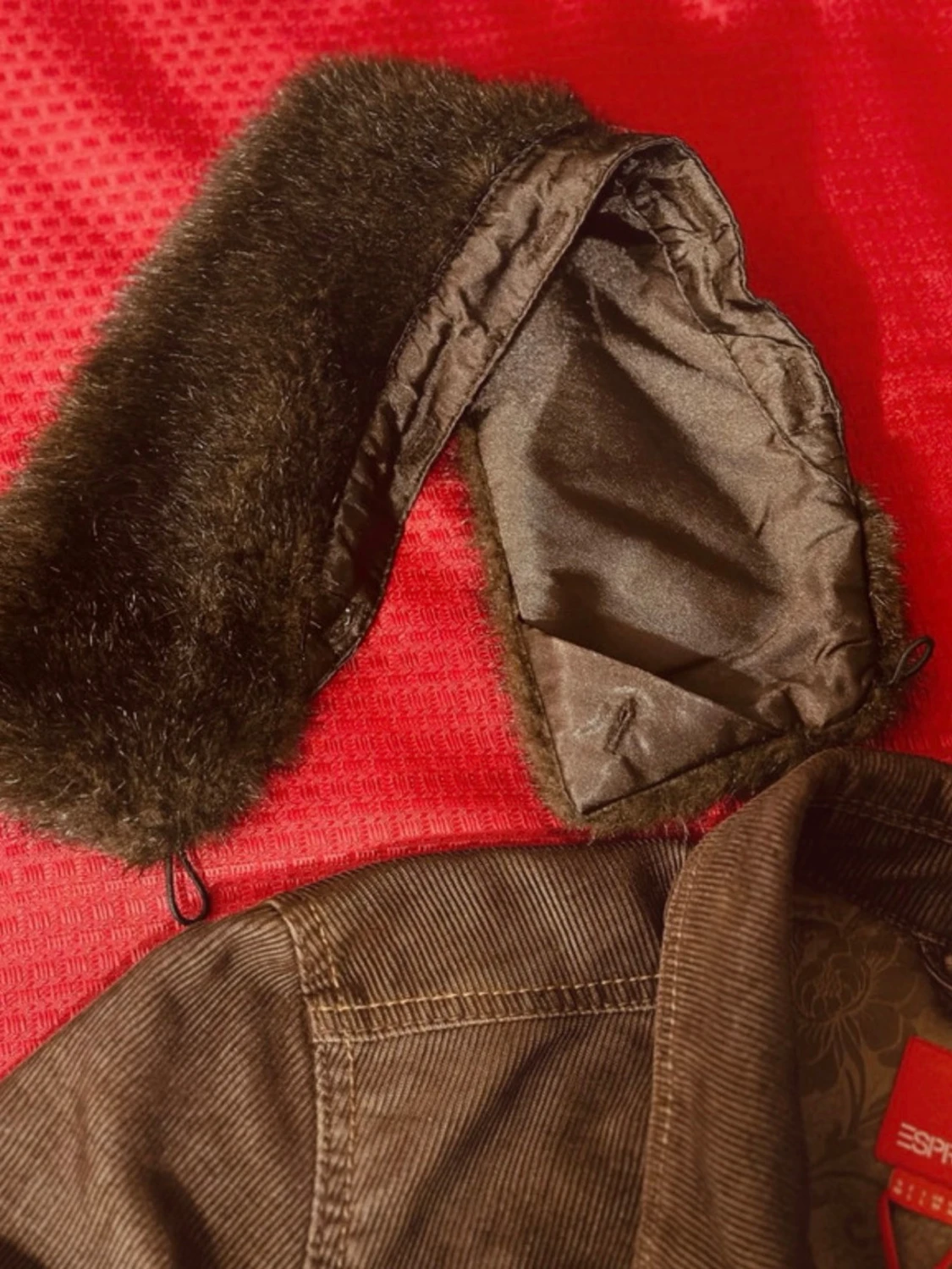 Brun manchesterjacka med fuskpäls från Esprit M - 6