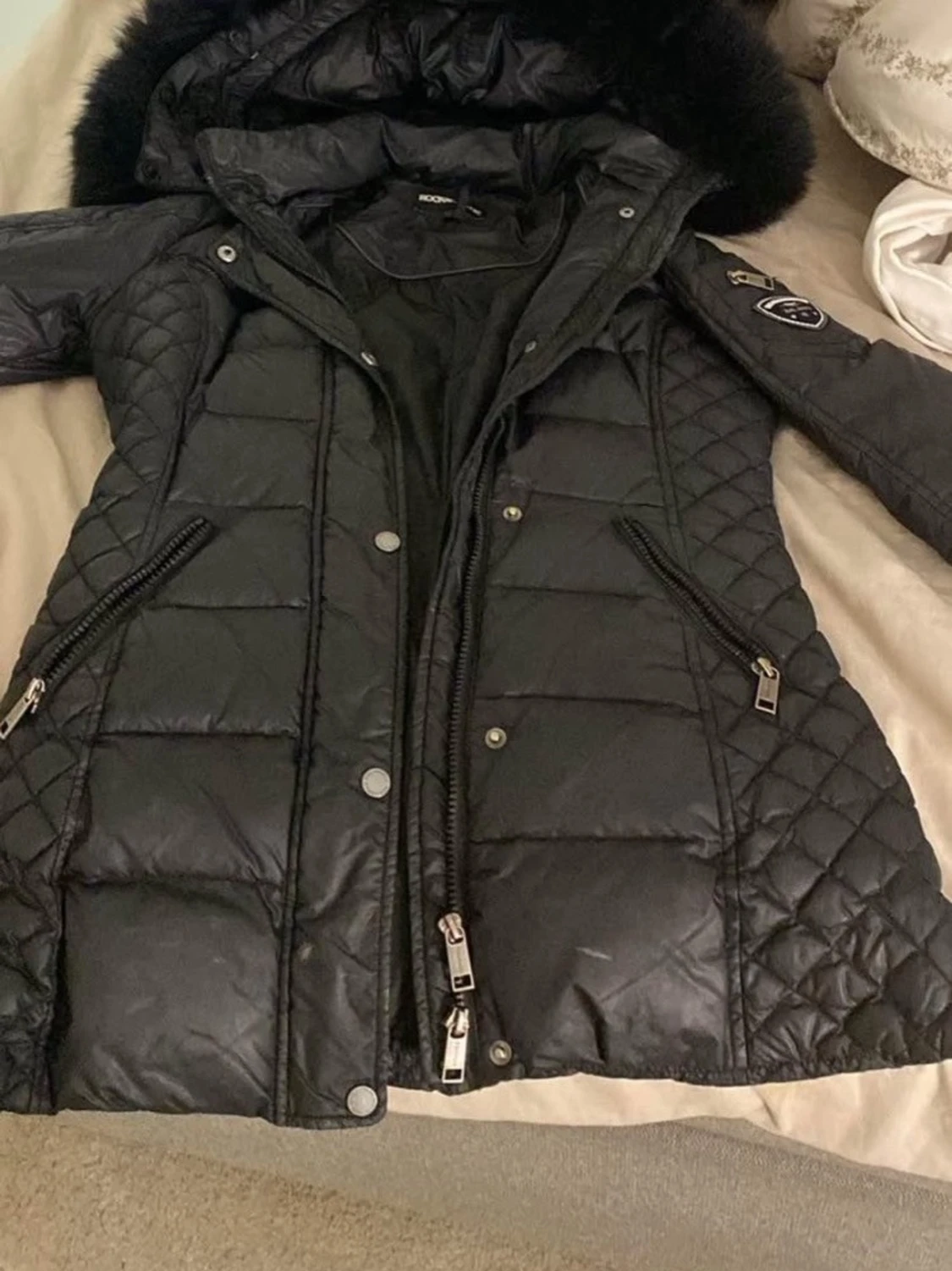 Svart lång rock n blue jacka 