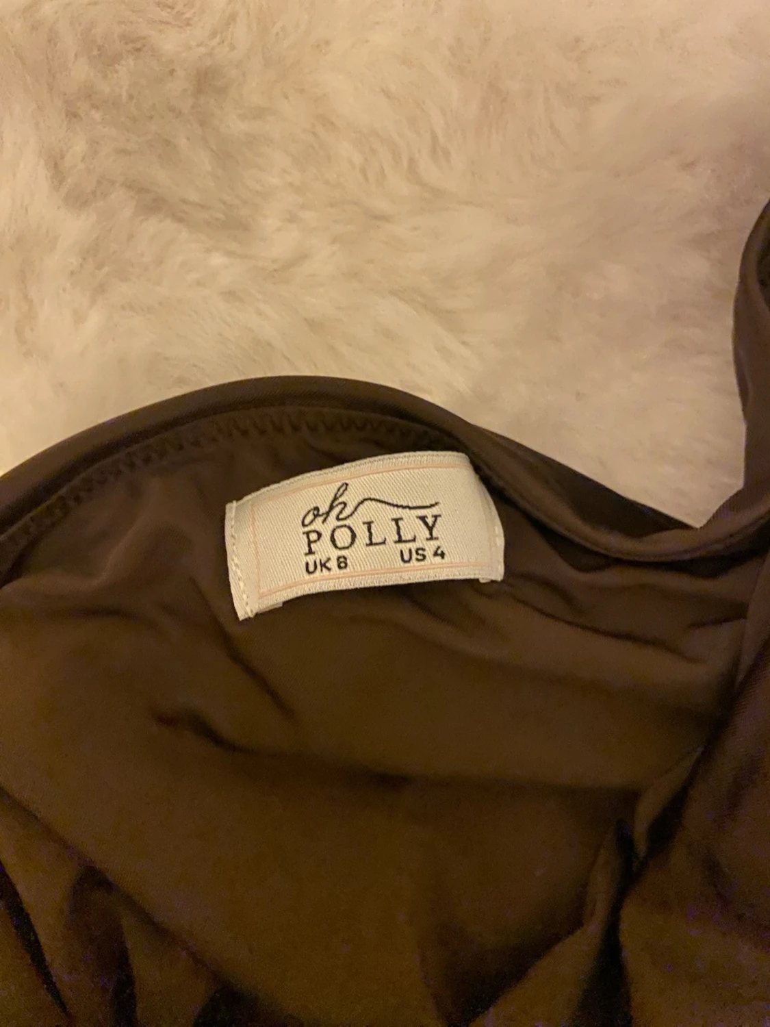 Oh Polly Brun asymmetrisk satinklänning  - 3