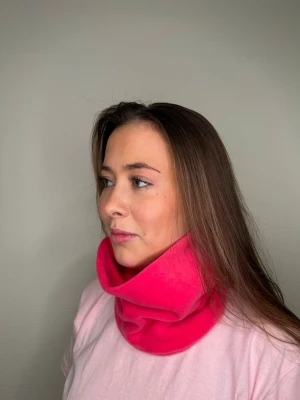 Rosa fleecehalsduk i tubmodell - Mjuk och varm vit tubhalsduk, vändbar med reflex på insidan!