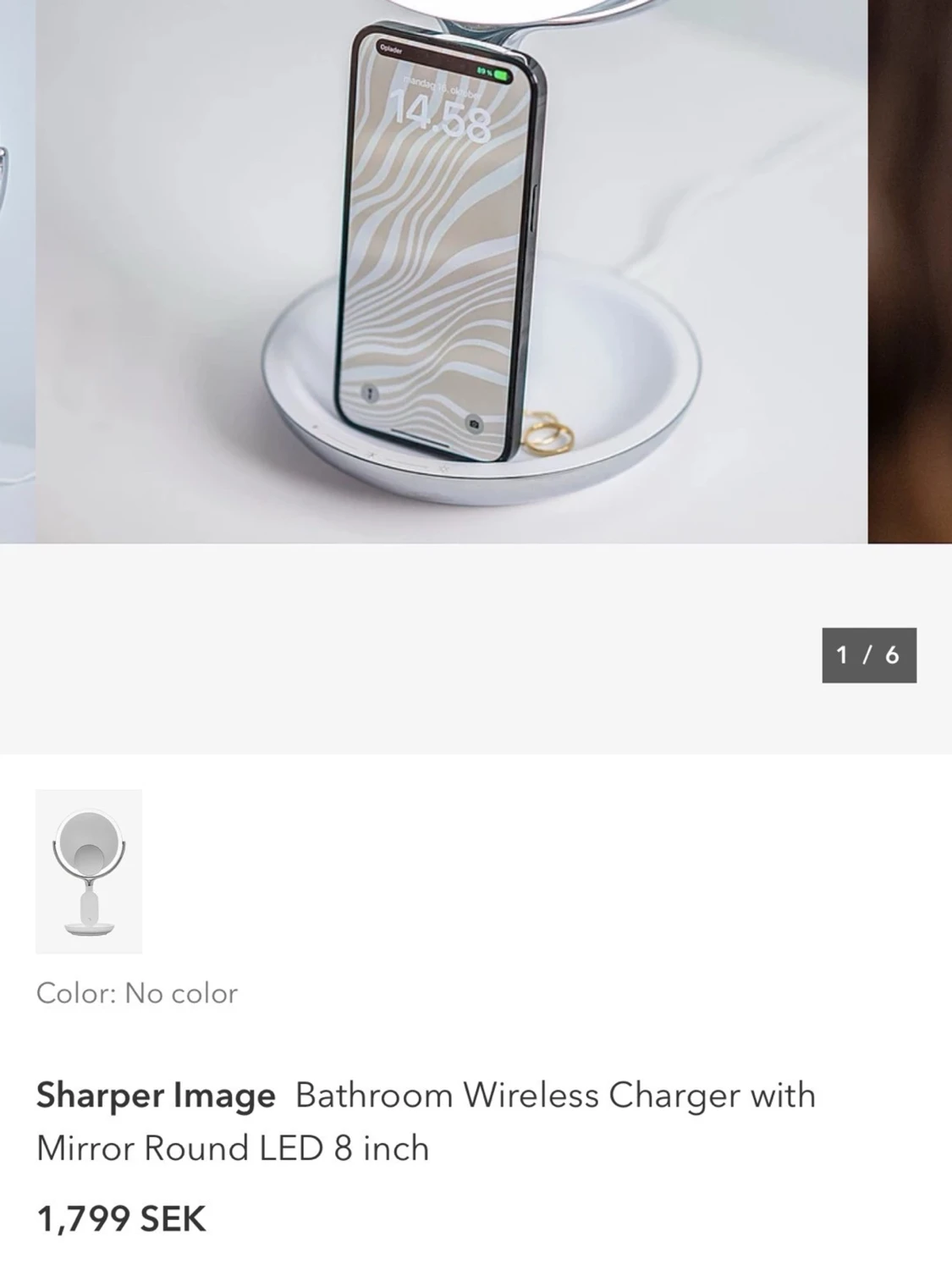 Rund sminkspegel med LED från Sharper Image - 2