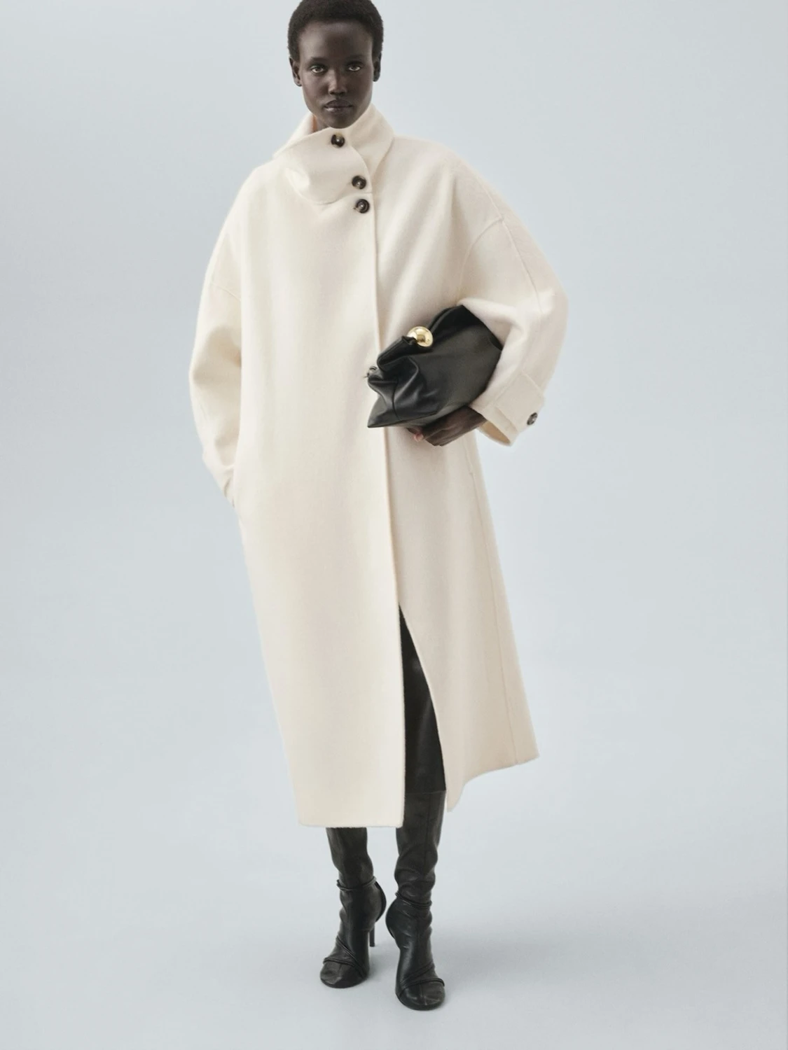 Mango ullkappa med trattkrage - 6