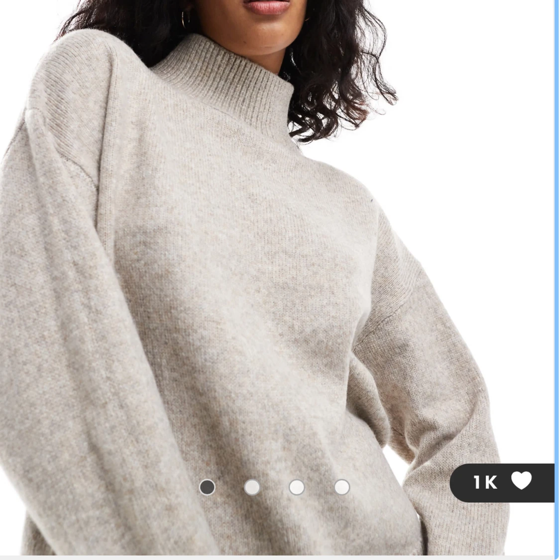 Beige stickad polotröja - 1