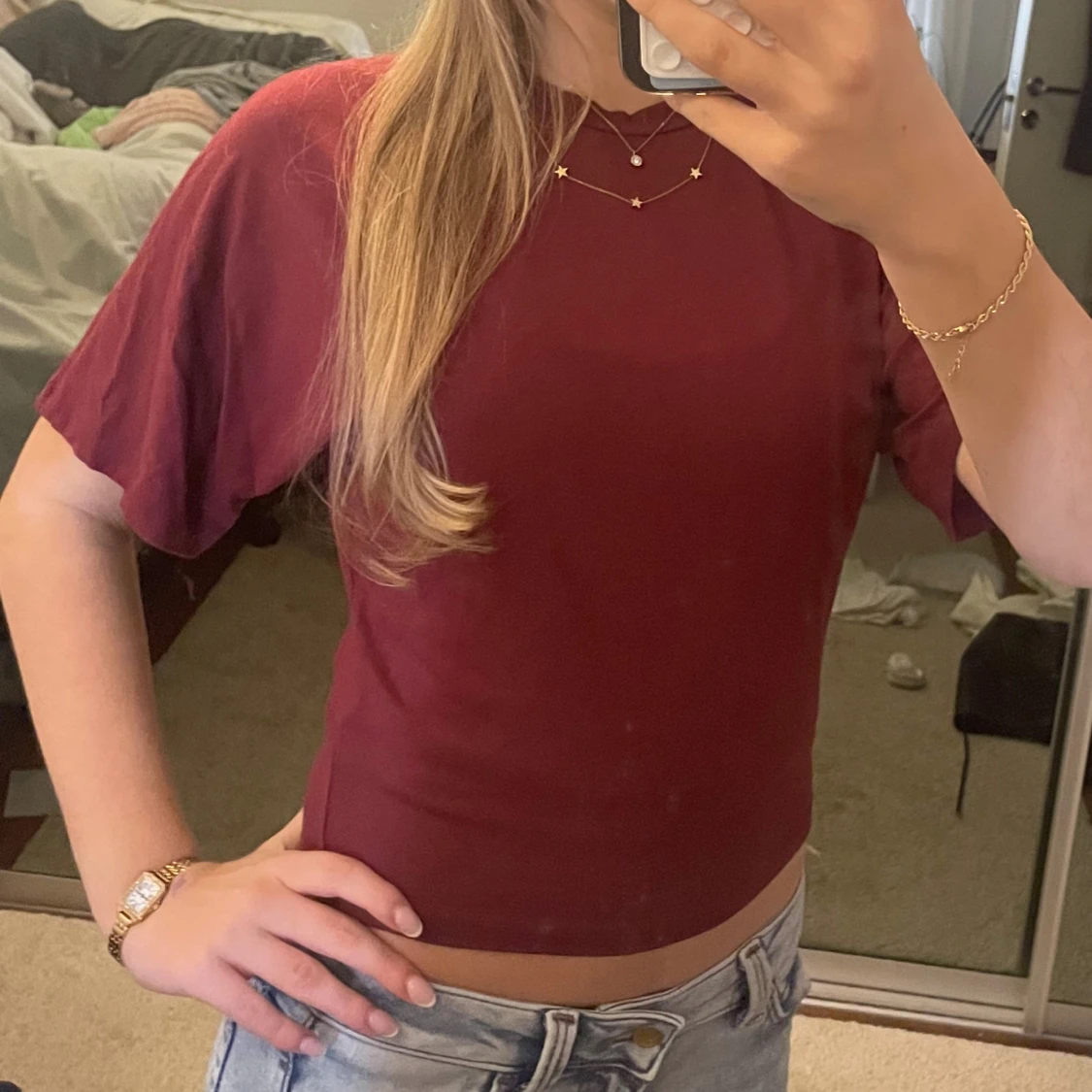 Vinröd croppad topp från 157 - 4
