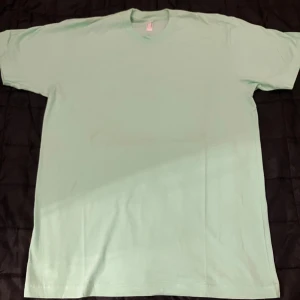 Mintgrön t-shirt från American Apparel - Snygg mintgrön t-shirt från American Apparel i storlek L. Klassisk modell med rund hals och korta ärmar. Tillverkad i mjuk bomull som känns skön mot huden. Perfekt för dig som gillar stilrena och fräscha basplagg.