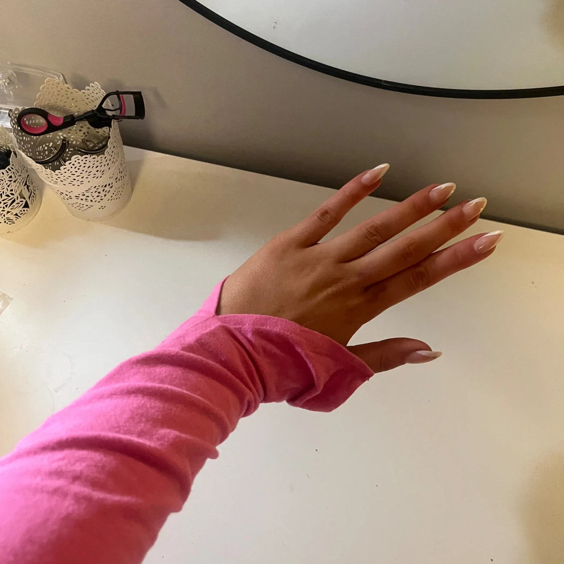 Rosa croppad långärmad topp - 2