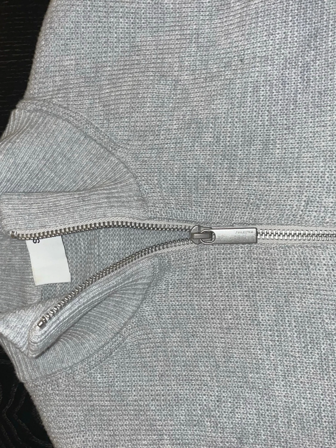 Ljusgrå stickad quarter-zip - 2