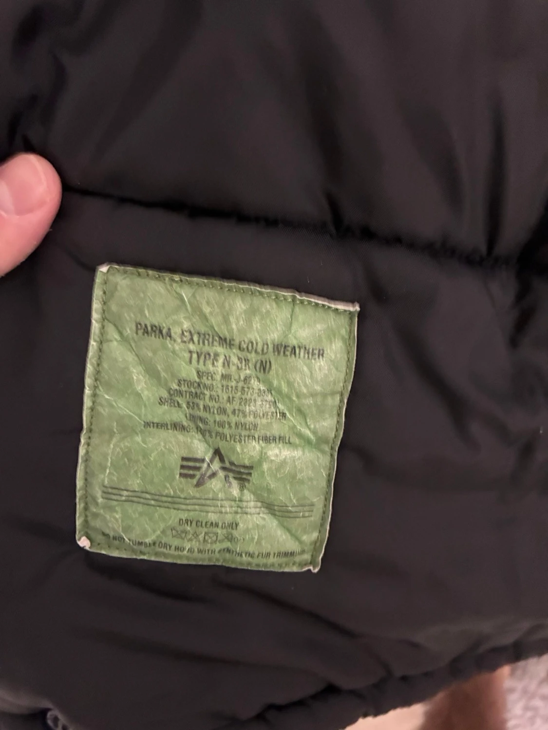 Svart Alpha Industries parkajacka med fuskpäls