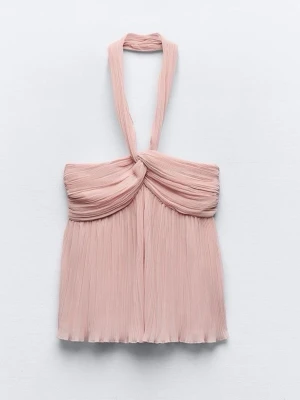 Rosa zara blus💕 - Super söt tub top blus från Zara i storlek xs🥰 Dragkedja på sidan för att stänga, färgen har lossnat lite på den💗Pris är diskuter bart