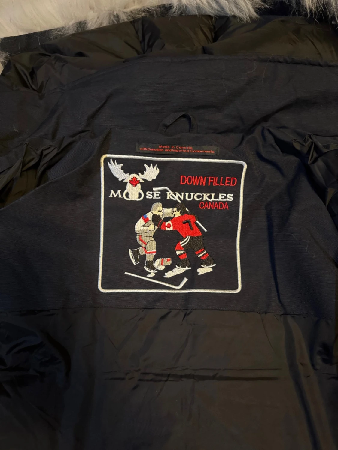 Moose Knuckles blå dunjacka med päls - 2