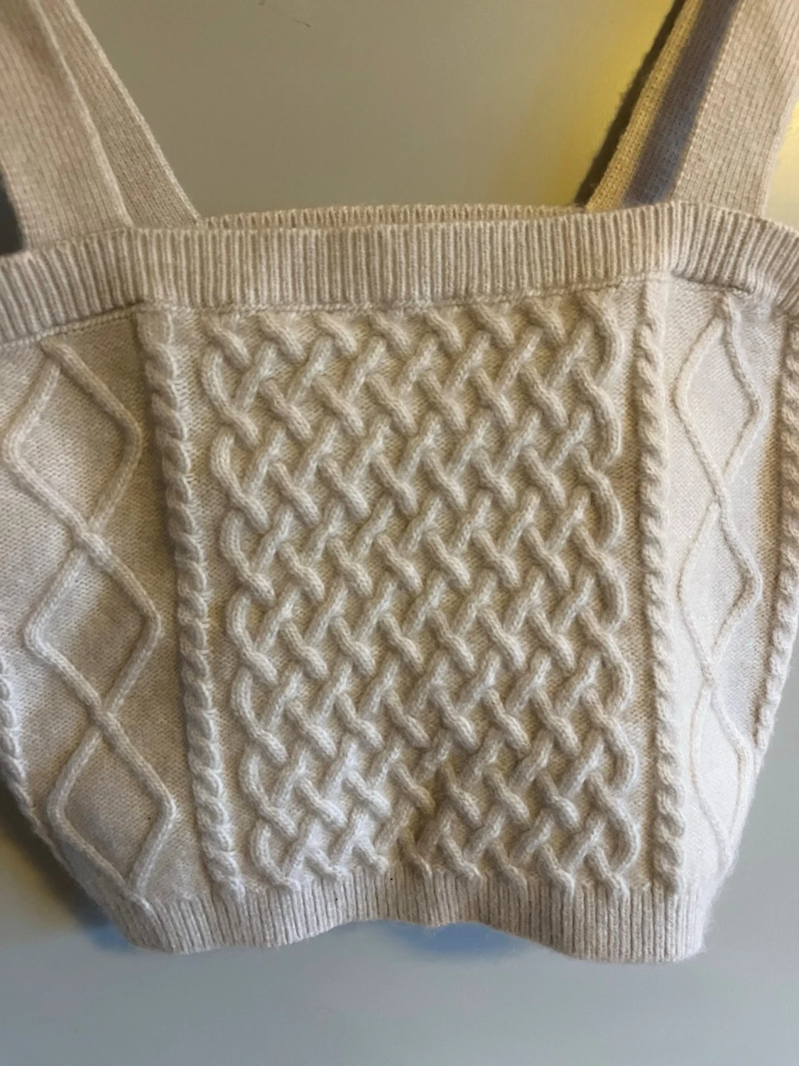 Beige stickad linnetopp - 1