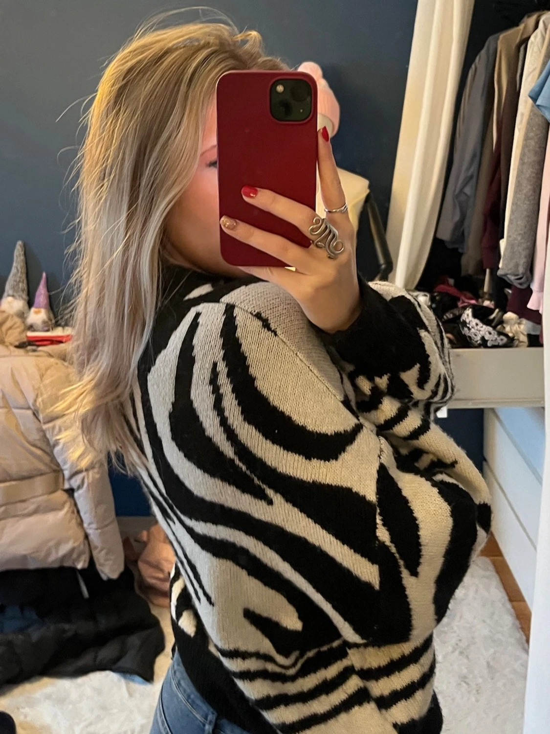 Zebramönstrad stickad tröja - 2