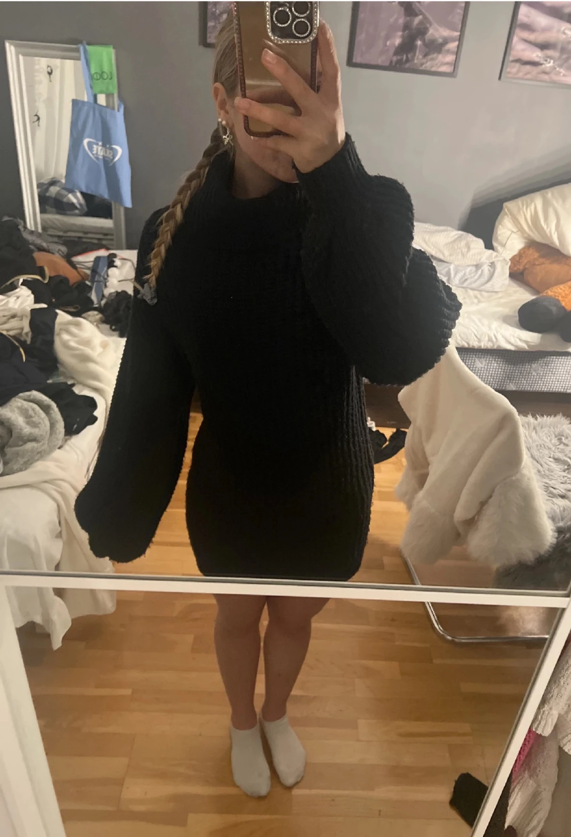 Svart stickad poloklänning NA-KD  - 5