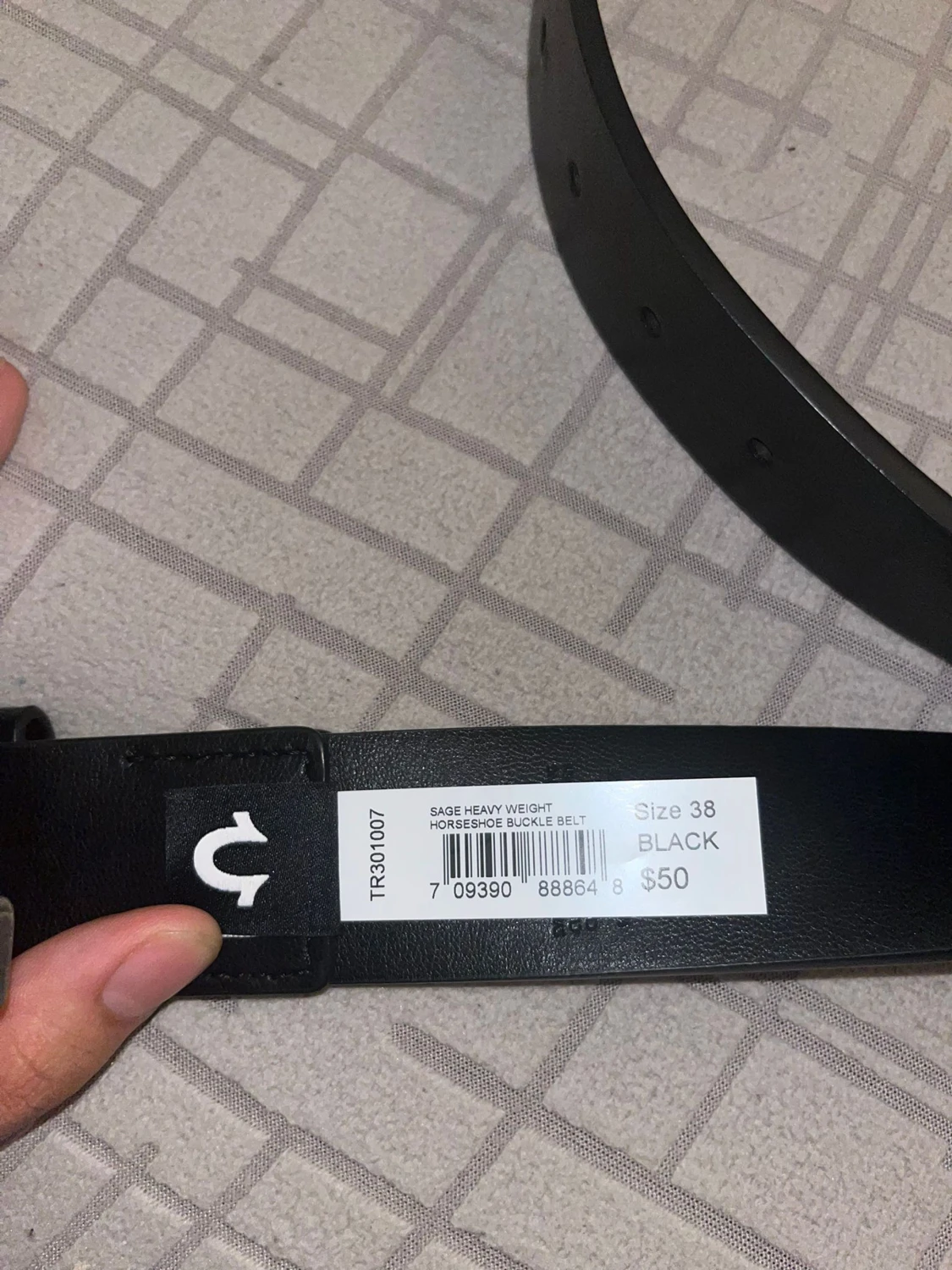 Svart True Religion skärp med hästskospänne - 1