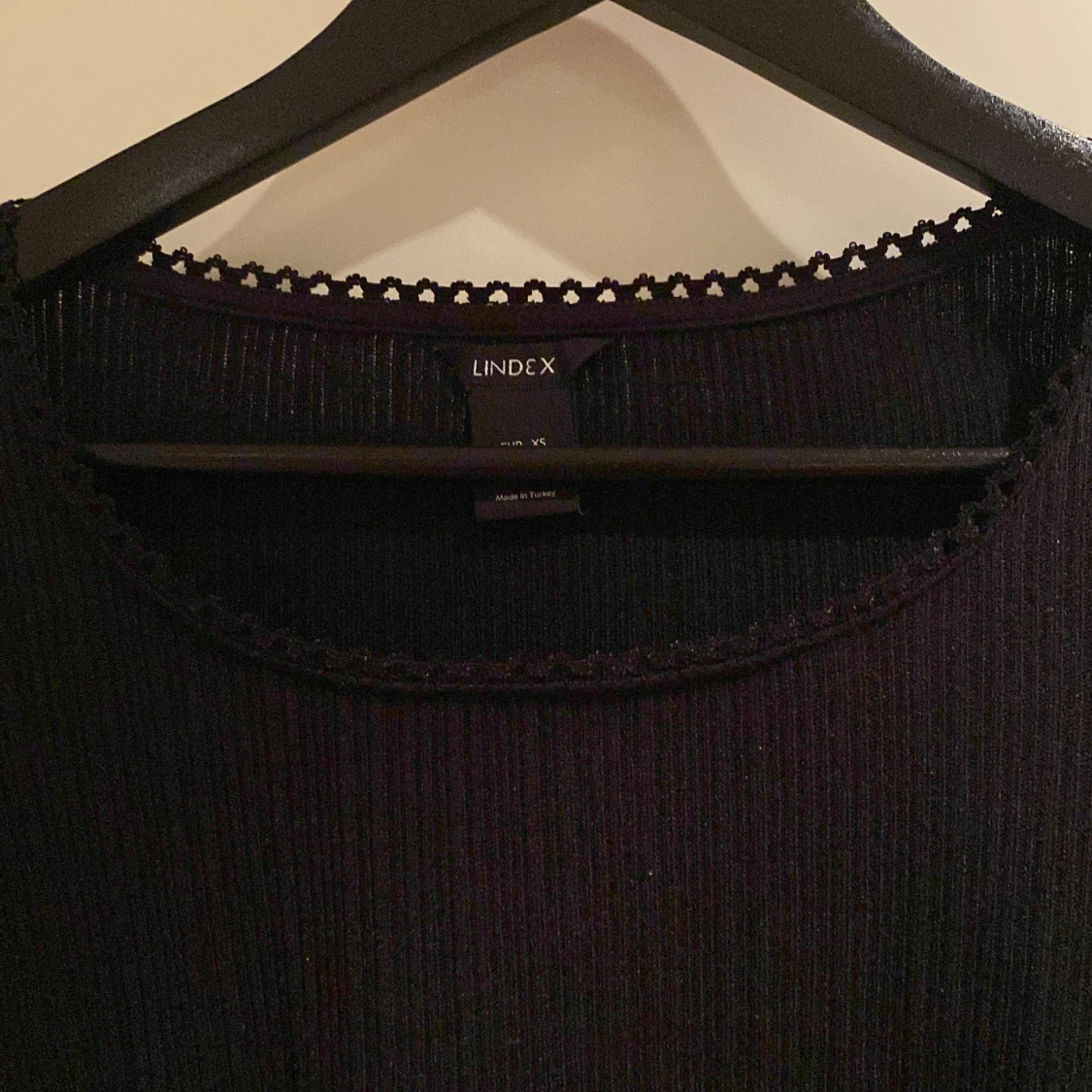 Svart ribbad långärmad topp Lindex XS - 1