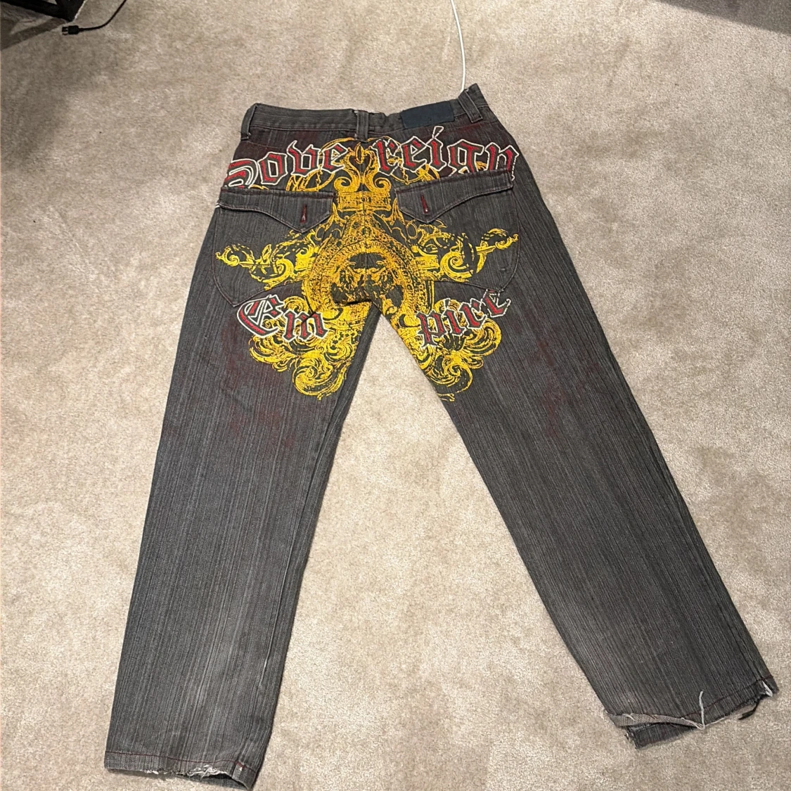 Rawblue jeans med gul print, 32/32 !!BUD!! - 3