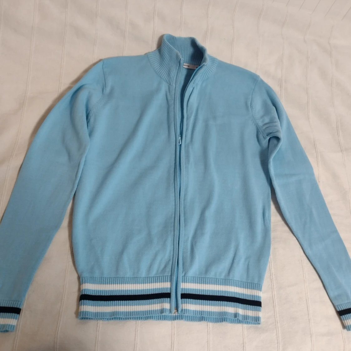 Ljusblå stickad y2k kofta med dragkedja, Y2K zip up sweater - M - 1