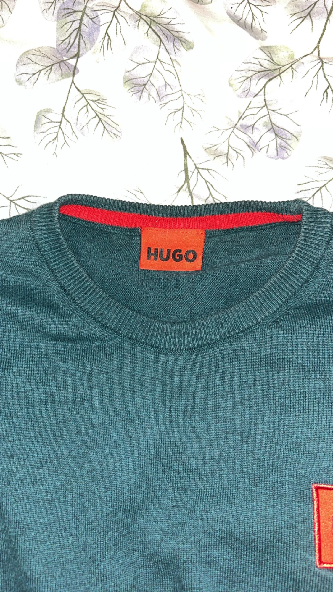 Mörkgrön stickad tröja från Hugo - 3