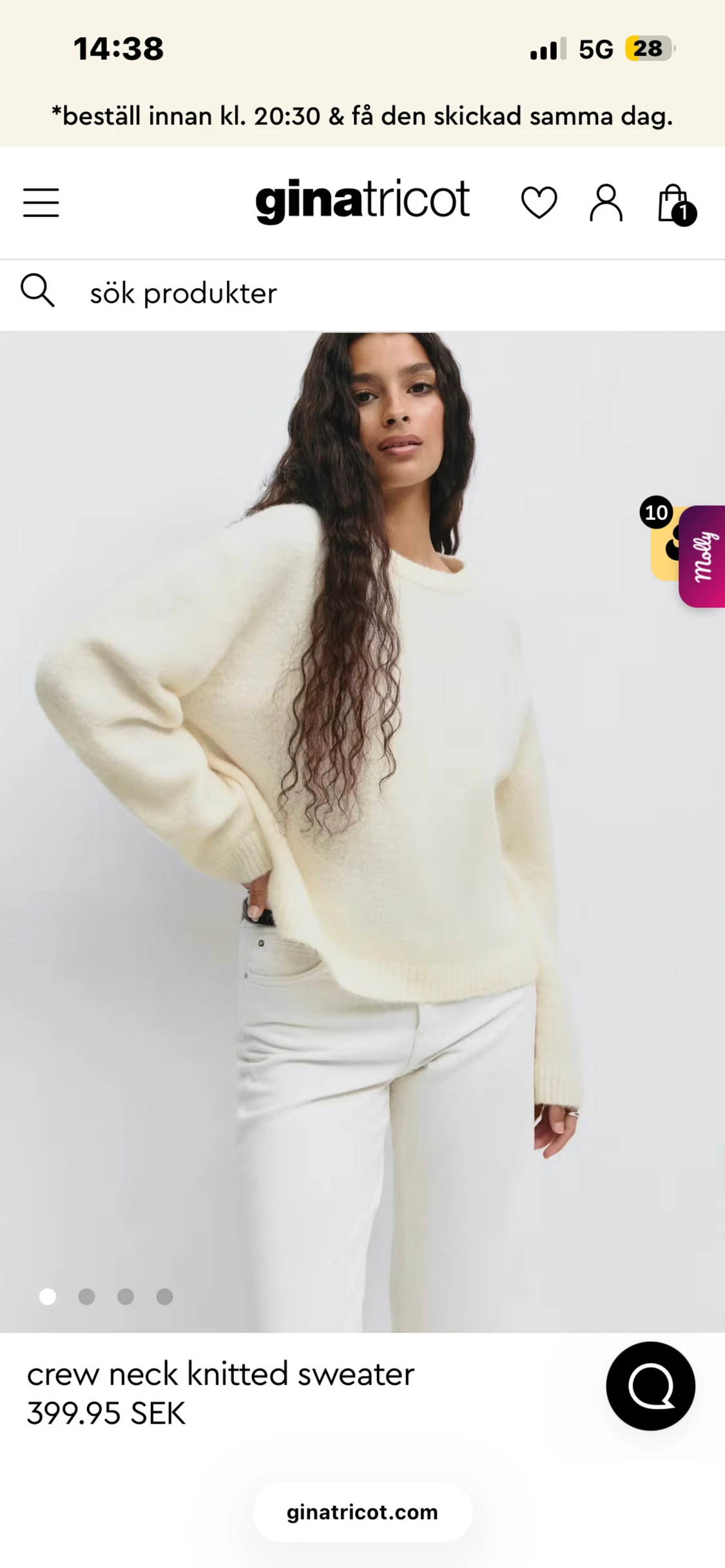 Vit stickad tröja från Gina Tricot - 1