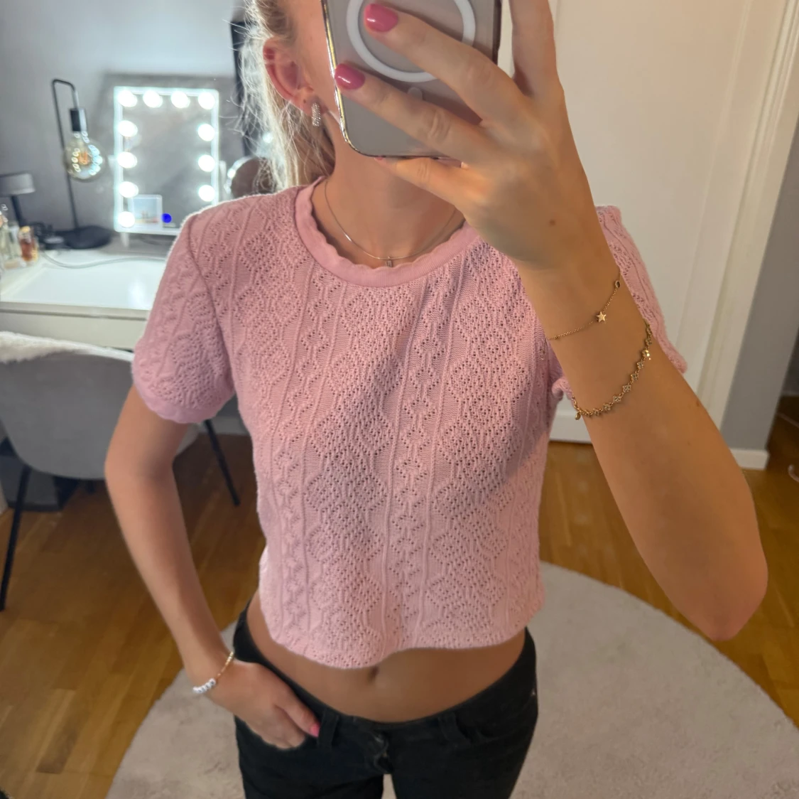 Ljusrosa stickad topp - 2
