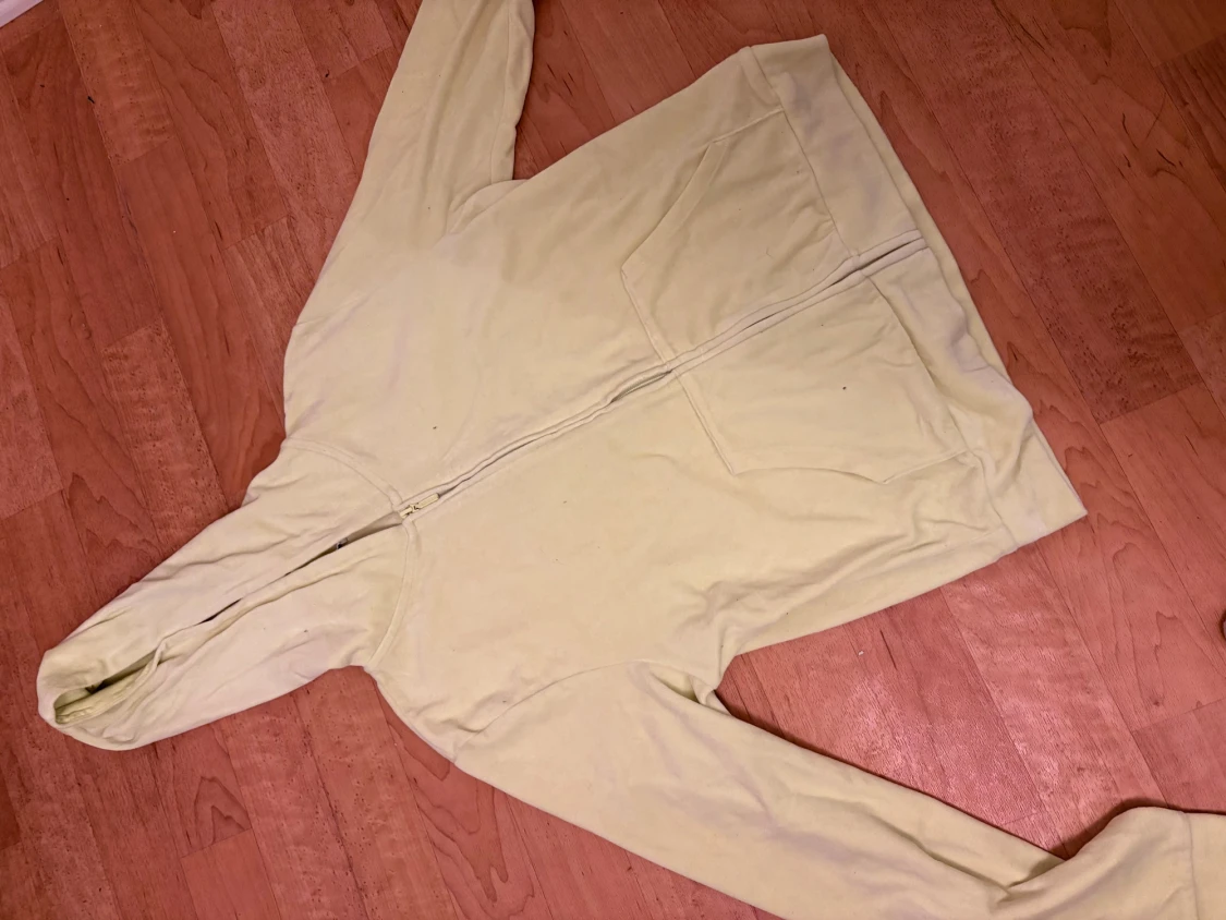 Ljusgul hoodie med dragkedja - 2