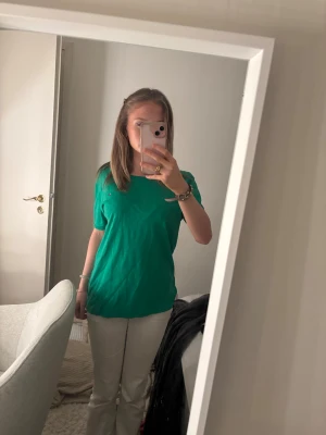 Grön tshirt - Säljer min söta gröna tshirt, den är i storlek L och är oversized på mig vilket är supernajs! Är även 159 så är man längre lär den vara kortare! Knappt använd och jätteskönt material💕