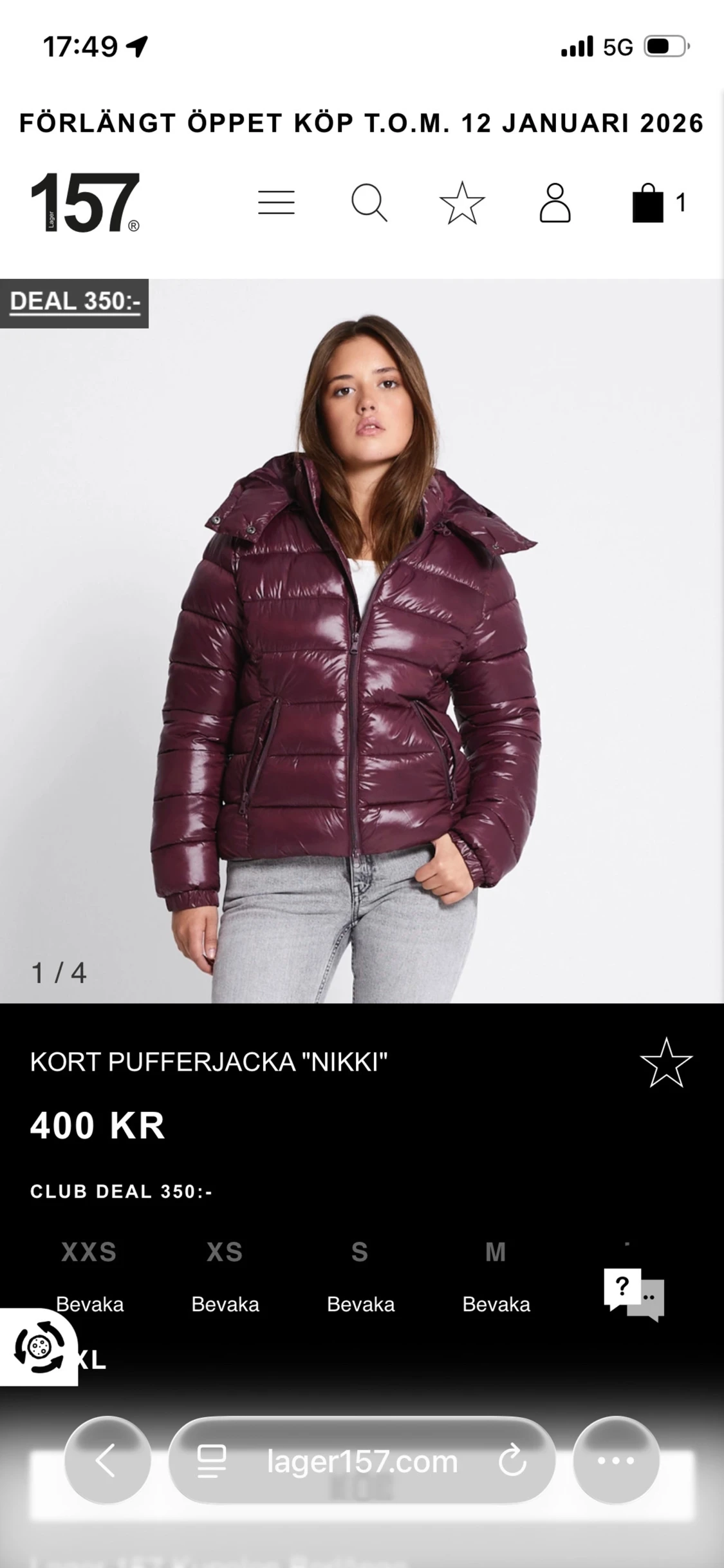 BYTES MOT SVART ELLER BLÅ!! vinröd pufferjacka Nikki Lager 157