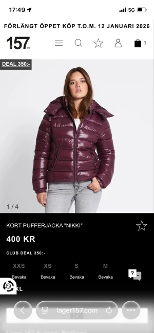 BYTES MOT SVART ELLER BLÅ!! vinröd pufferjacka Nikki Lager 157 - Vill byta mot en svart eller blå, 