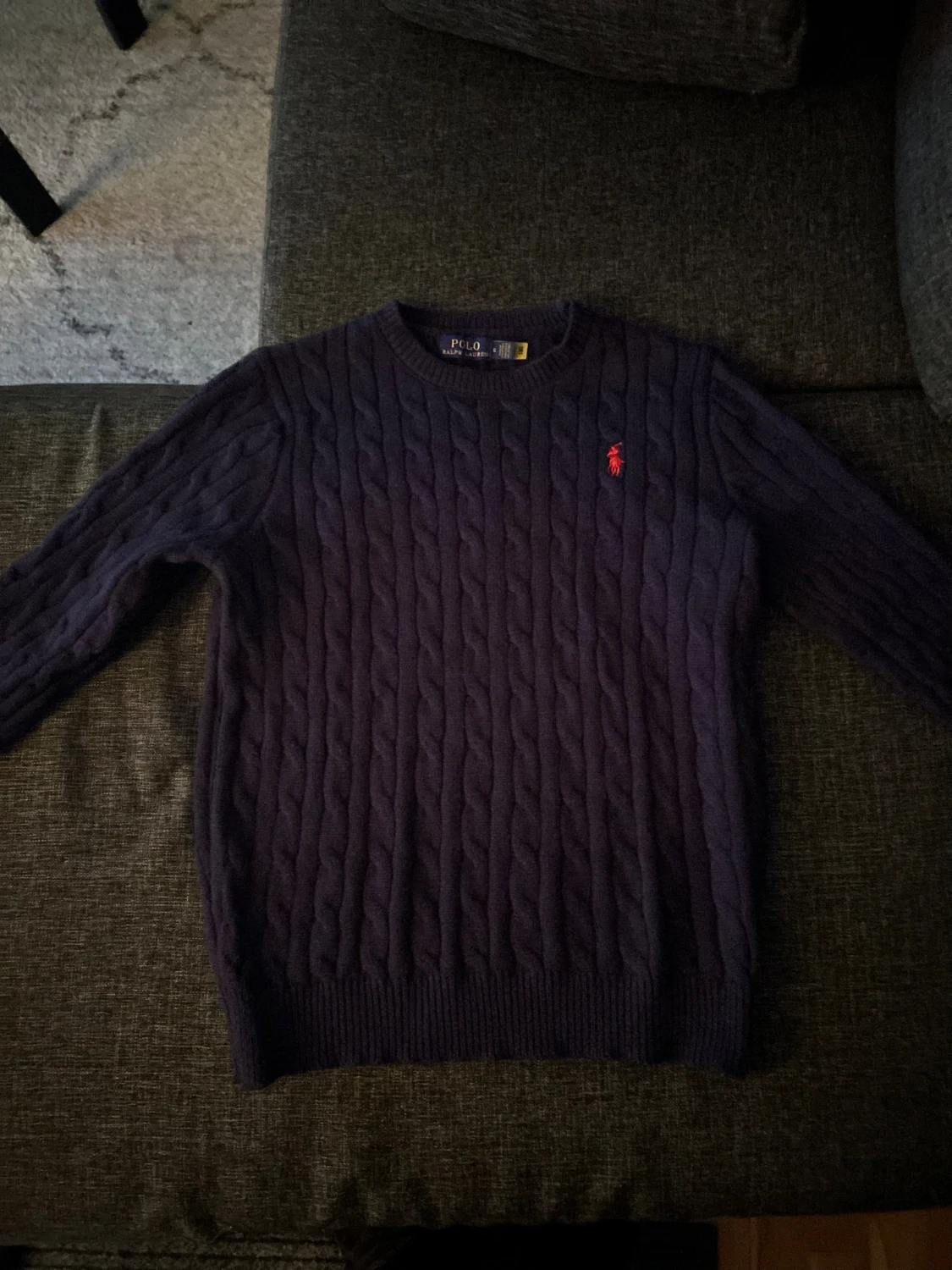 Marinblå kabelstickad tröja Polo Ralph Lauren