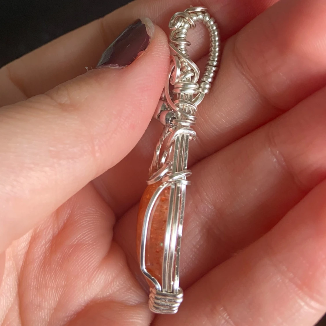 Silverberlock med droppformad sunstone - 4