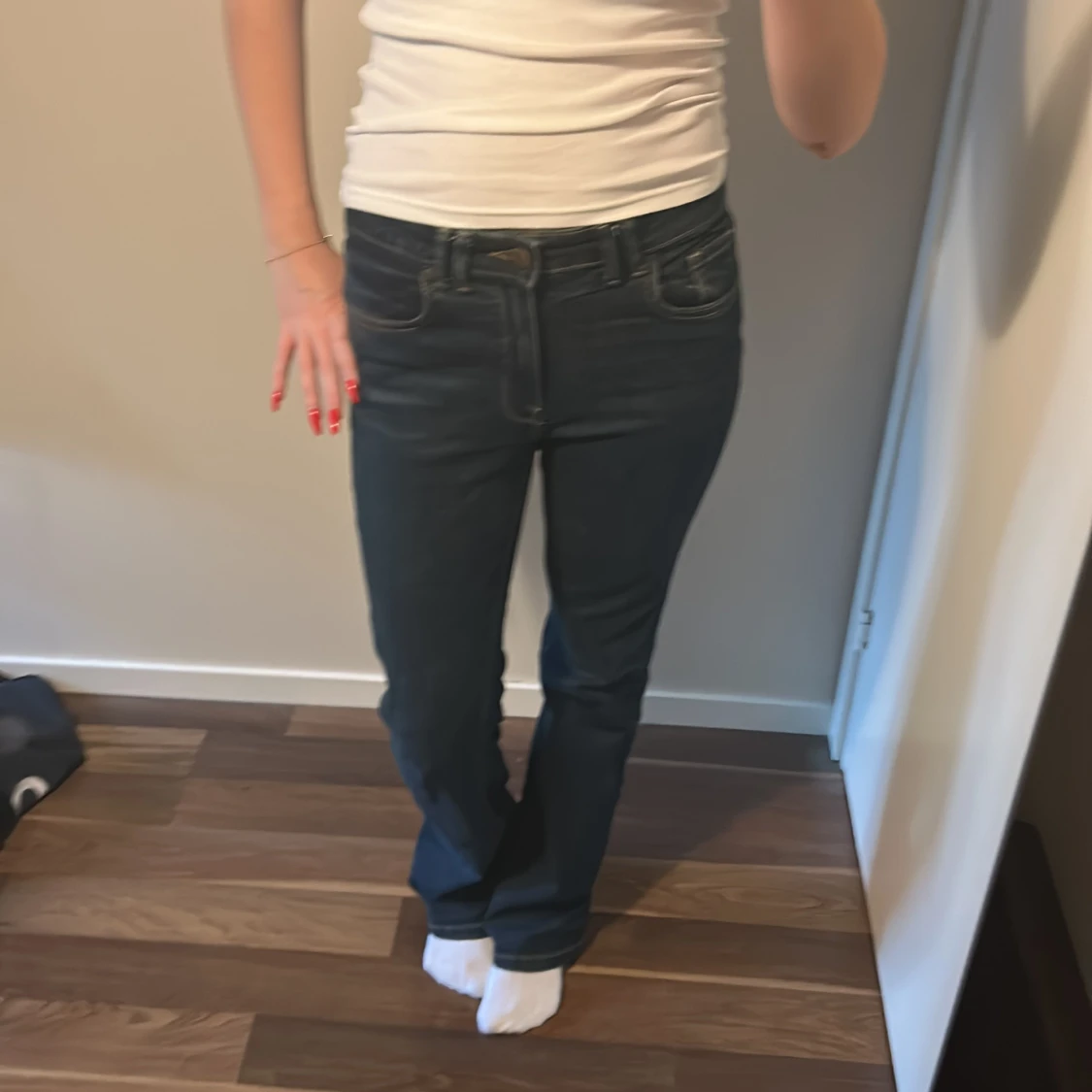 Mörkblå bootcut jeans - 1