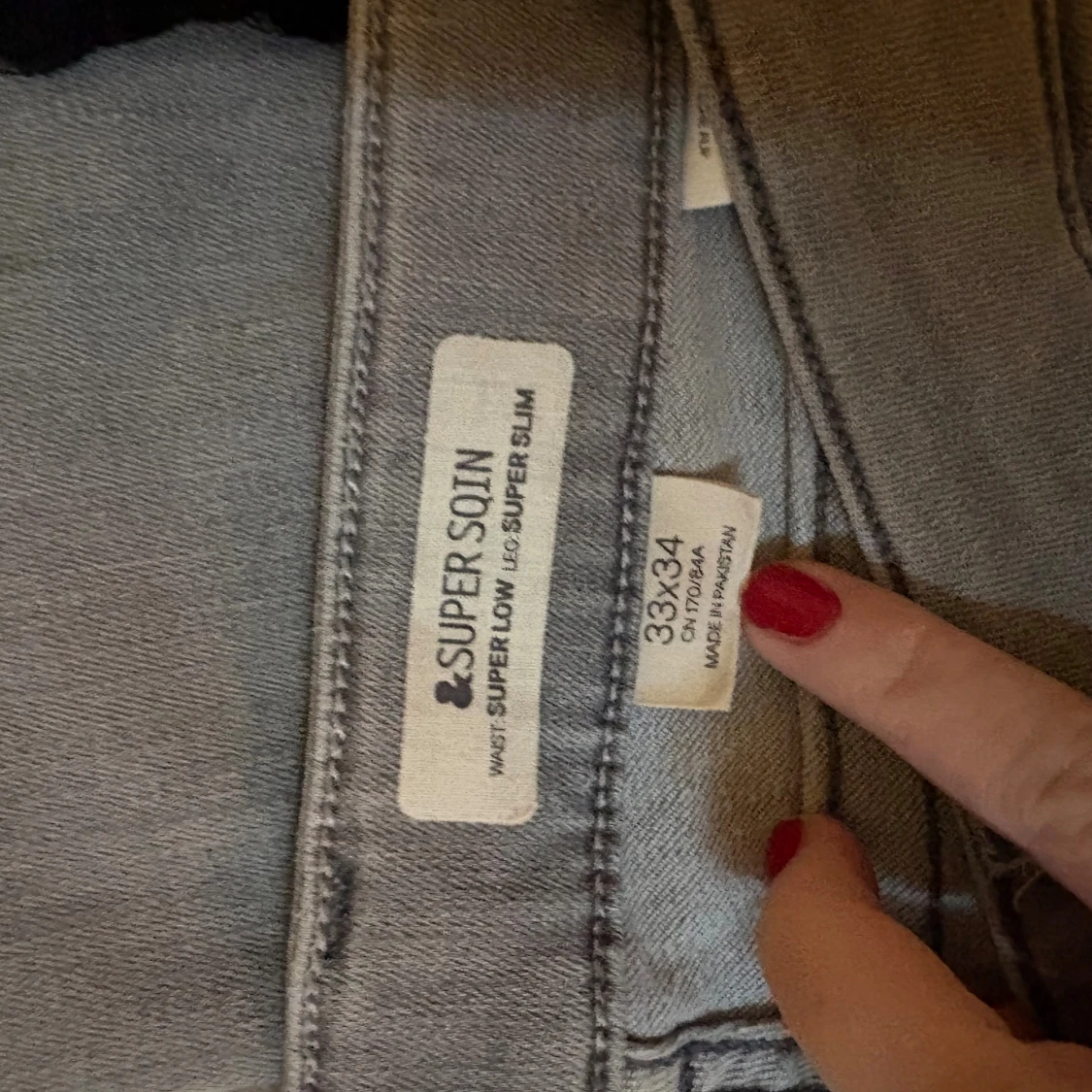 Grå Lågmidjade spets jeans - 3