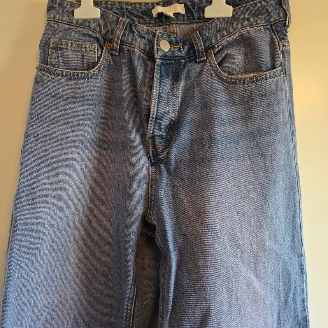 Blå raka jeans med hög midja - 2