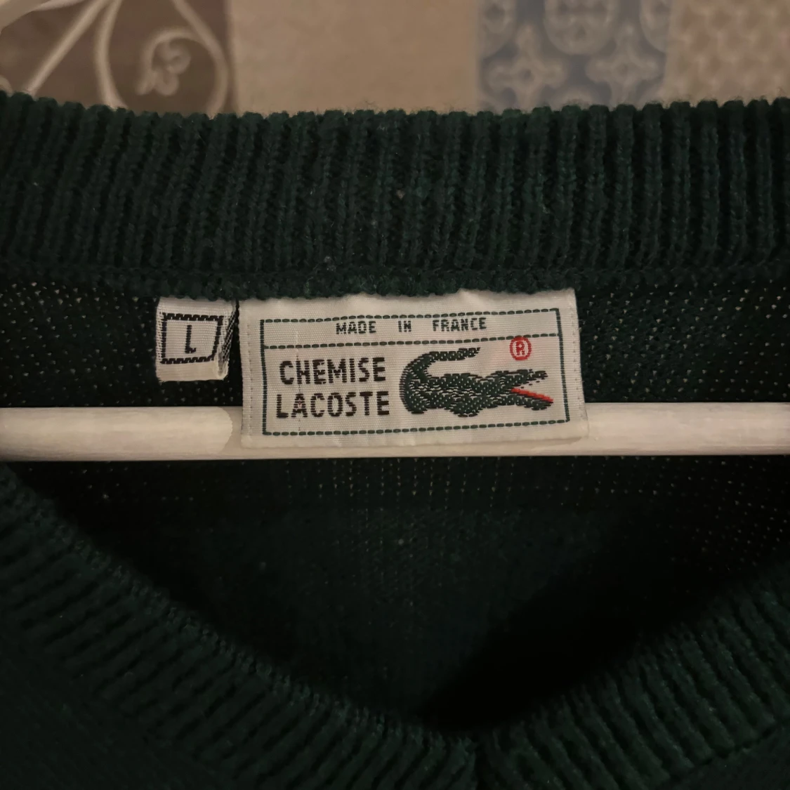 Mörkgrön stickad Lacoste tröja L - 1