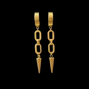 Guldiga örhängen med  konformad avslutning - Finns även I rostfritt stål variant.  Priset avser ett par örhängen  Material: Guldpläterad rostfritt stål Längd: ca 5,0 cm Nickelfria och handgjorda  