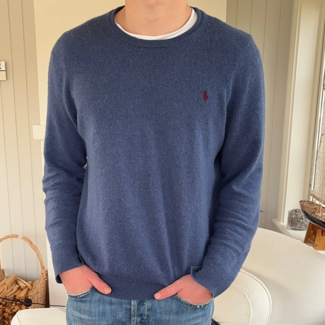 Blå stickad tröja Polo Ralph Lauren 