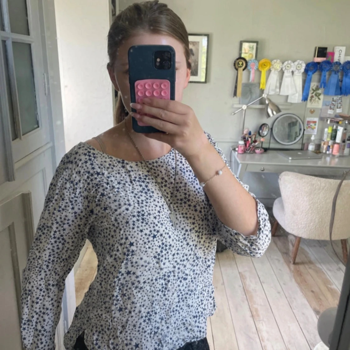 Trekvartsärmad blus