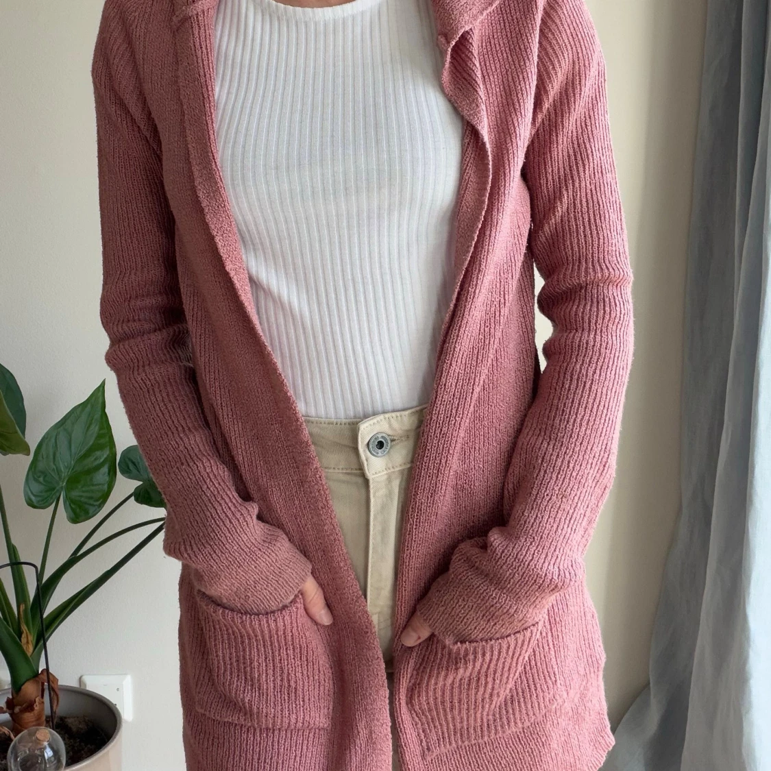 Rosa stickad kofta med huva FB Sister - 4