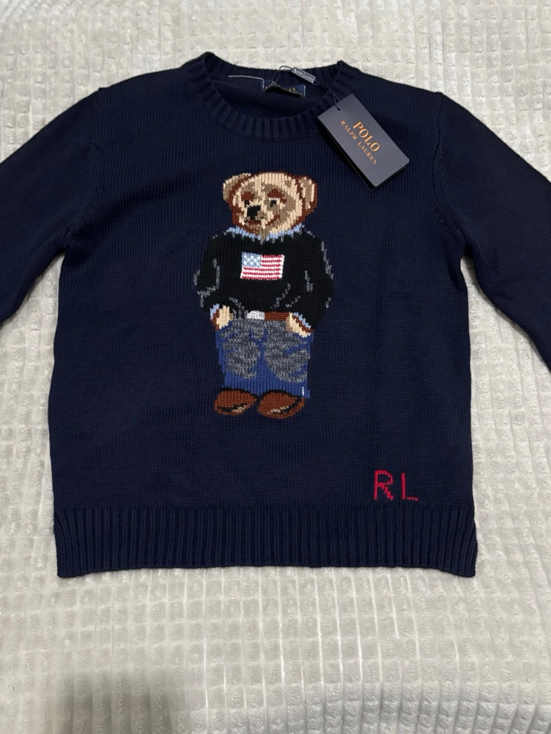 Mörkblå stickad tröja Polo Bear