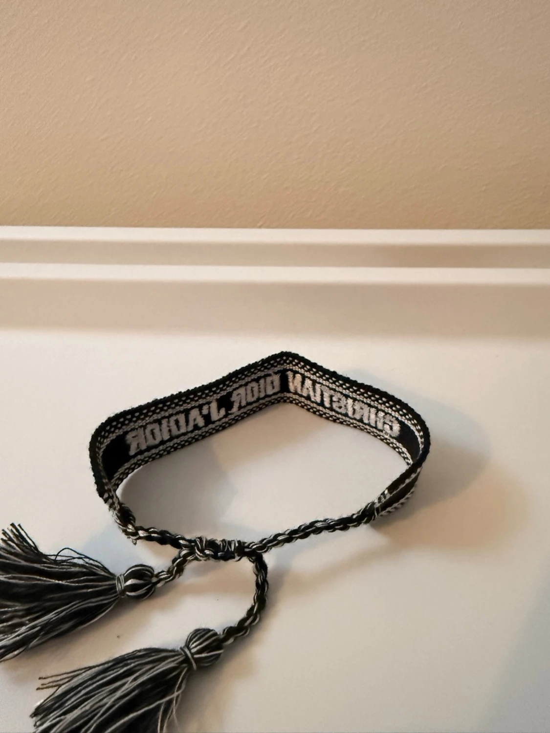 Christian Dior armband / dekorativt snöre – svart/grått, nytt - 2