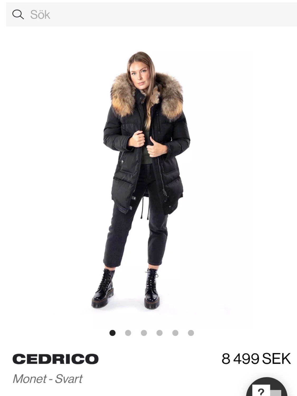 Svart dunjacka med päls från Cedrico - 4